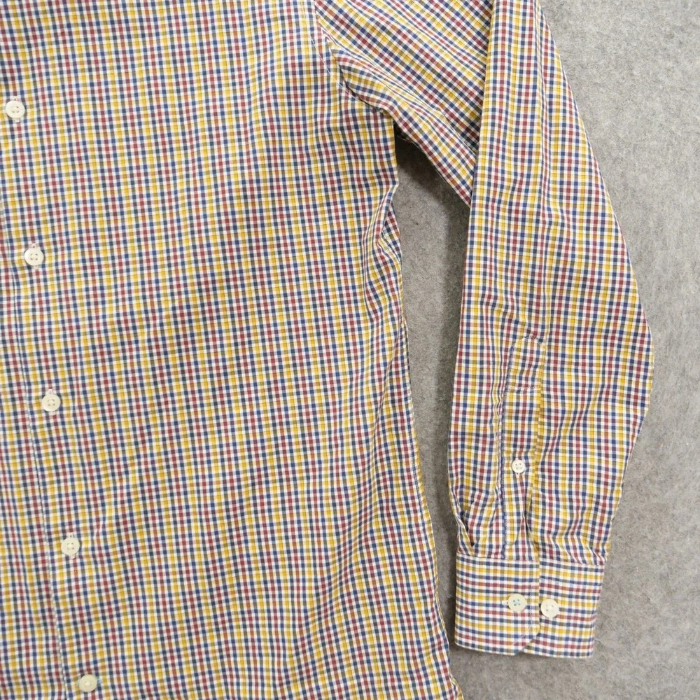 Banana Republic Shirt Mens Medium Red Blue Button Checks Long Sleeve